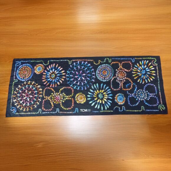TCM Turner Classic Movie Scarf Black Colorful Fireworks Kaleidoscope Silk Wrap - Picture 4 of 15